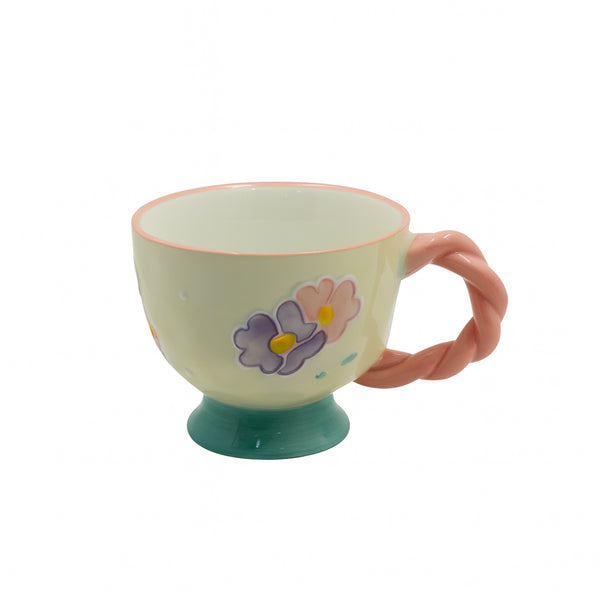 1515-04 Ceramic Mug – 450ml – Twisted Pink Handle