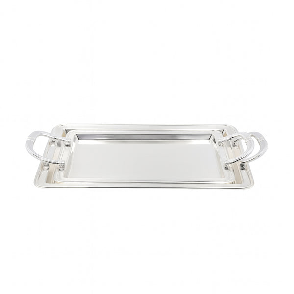 NB6057 Silver Serving Tray – 2-Piece Set, Rectangular Design with Handles