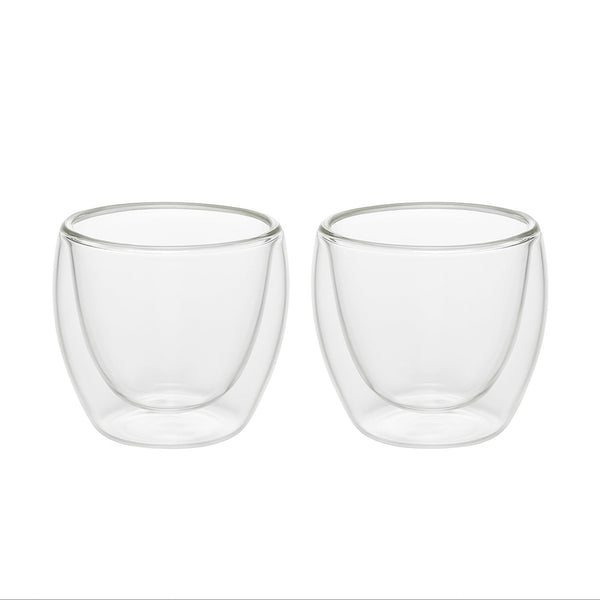 Double Wall Glass Set – 2 Piece – 80 ml – Clear Insulated Design – 23705