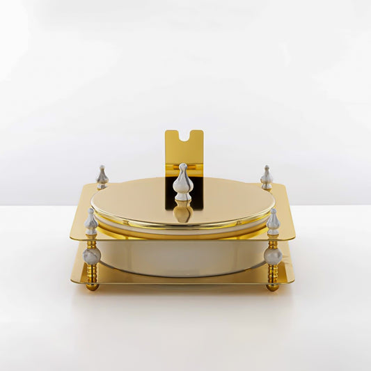 HM4108-G Candy Box – Luxurious Gold Finish with Round Lidded Bowl and Decorative Stand