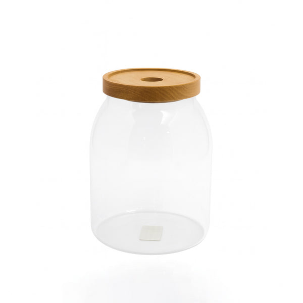 81134-01 Glass Storage Jar with Wooden Lid – 19cm (H)