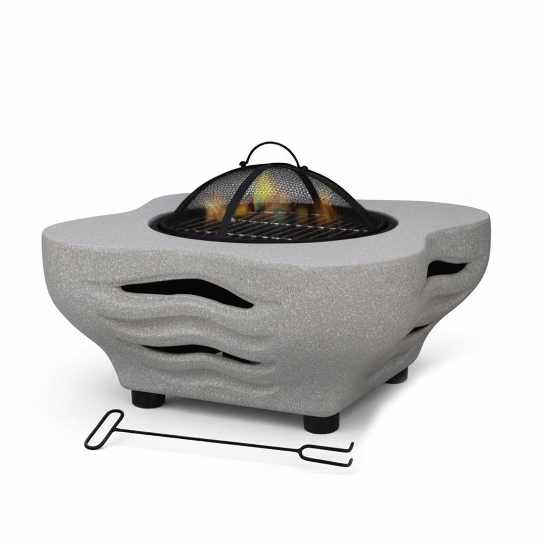 R241515S-002 موقد شواء خارجي VIP - 77 × 60 × 37 سم - تصميم على شكل حجر منحوت على شكل موجة