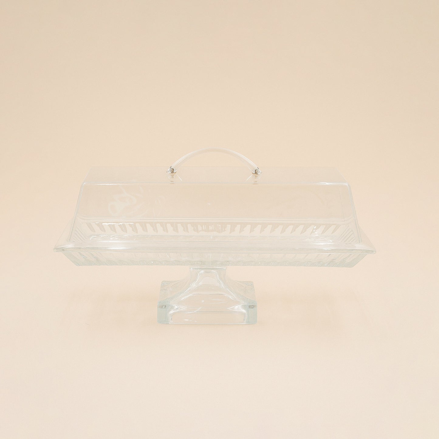 Glass Tray with Leg and Acrylic Lid – 34 cm (W) x 17 cm (L) – PL-833E
