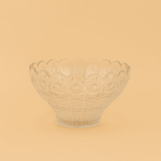 740731W – Glass Fruit Bowl – 23cm – Decorative Clear Cut Design