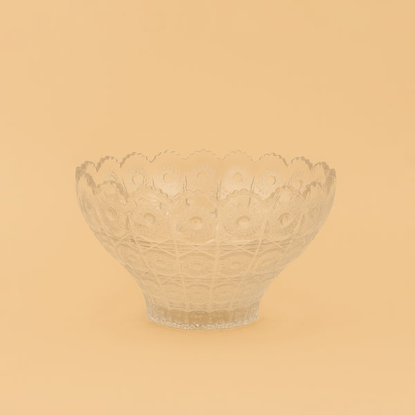 740731W – Glass Fruit Bowl – 23cm – Decorative Clear Cut Design