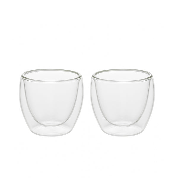 Double Wall Glass Cup Set – 2 Piece – 60 ml – Clear Insulated Design – 23715