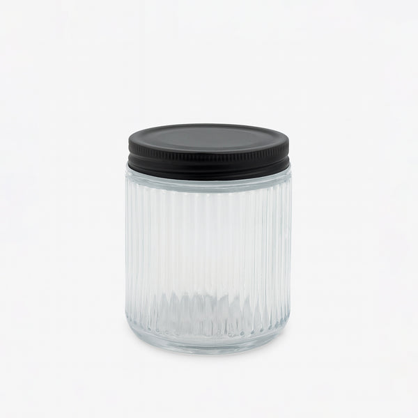 HMA10331 – Glass Storage Jar with Black Lid – 550ml