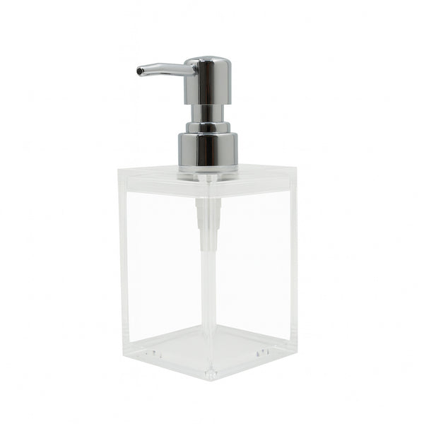 2423 Acrylic Soap Dispenser – Clear Square Body with Chrome Pump