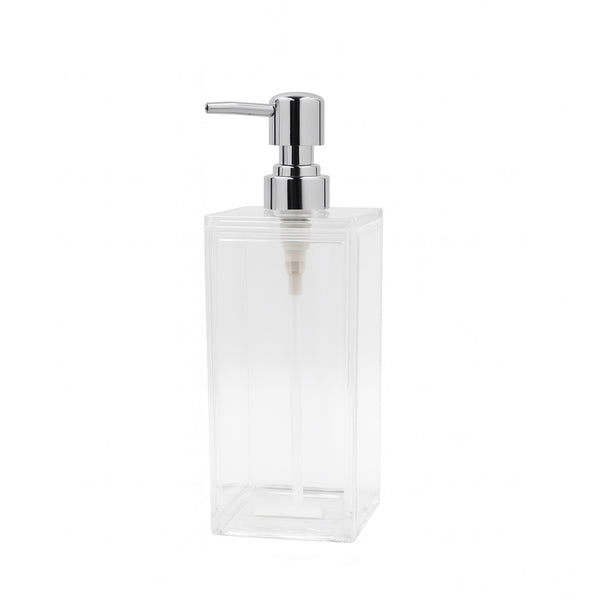 2425 Acrylic Soap Dispenser – Tall Clear Rectangular Body with Chrome Pump
