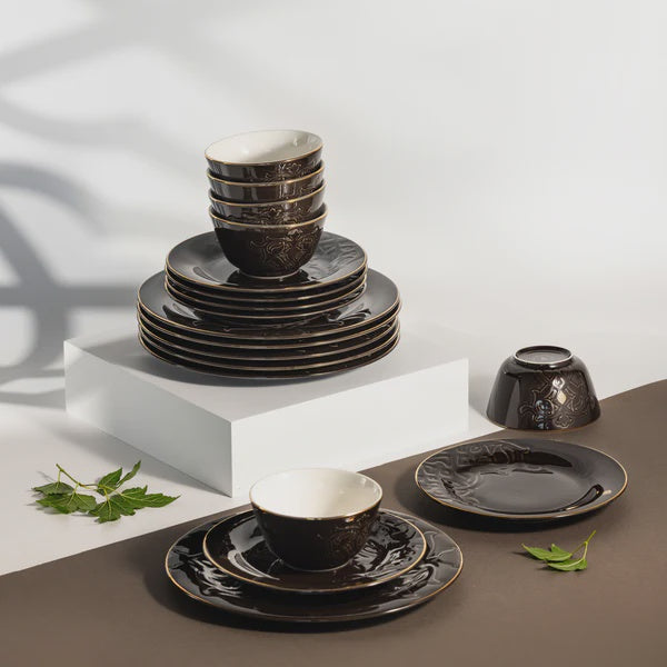 ET2994 Naqsh Dinner Set – 18 Pieces – Black & Gold