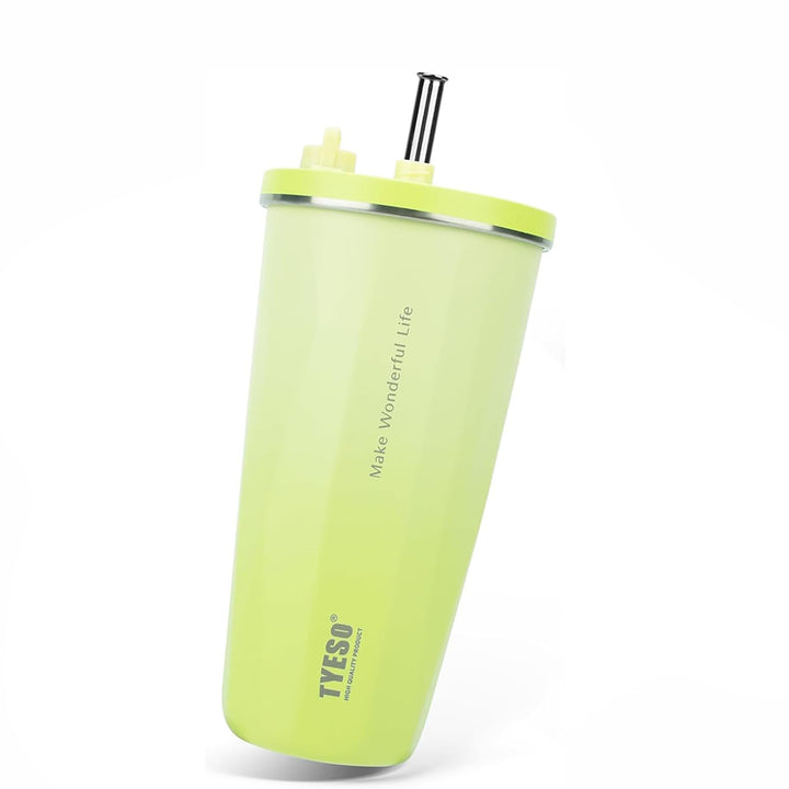 TYESO 1620-13 Vacuum Insulated Tumbler 600 ml Light Green Stainless Steel – Leak-Proof Reusable Cup with Straw from Siddiq Gifts Mussafah, Abu Dhabi