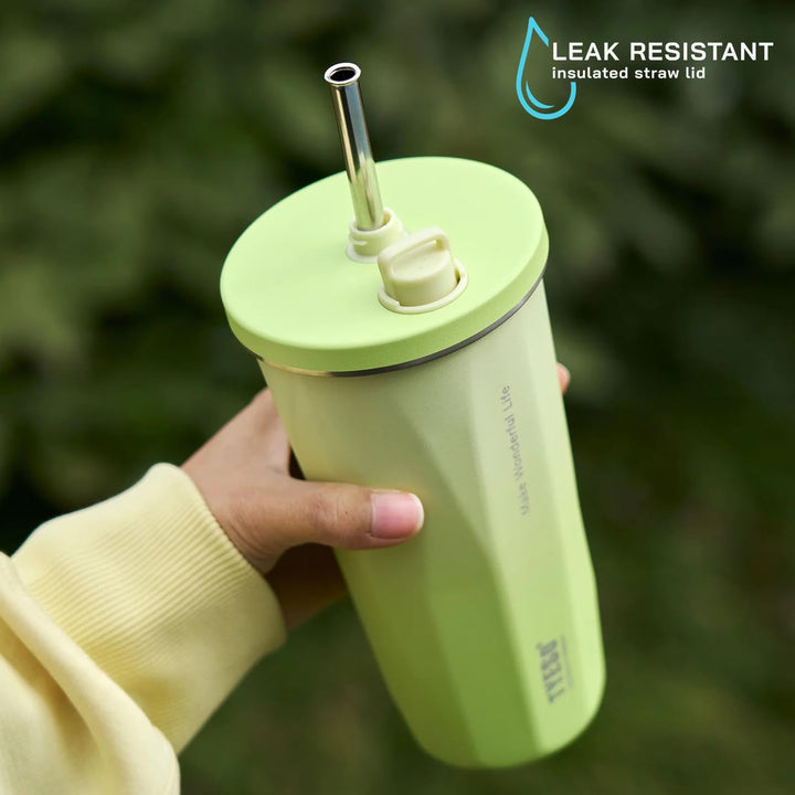 TYESO 1620-13 Vacuum Insulated Tumbler 600 ml Light Green Stainless Steel – Leak-Proof Reusable Cup with Straw from Siddiq Gifts Mussafah, Abu Dhabi