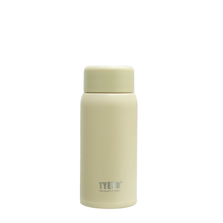 Beige thermos bottle with 'TYESO' branding on a white background
