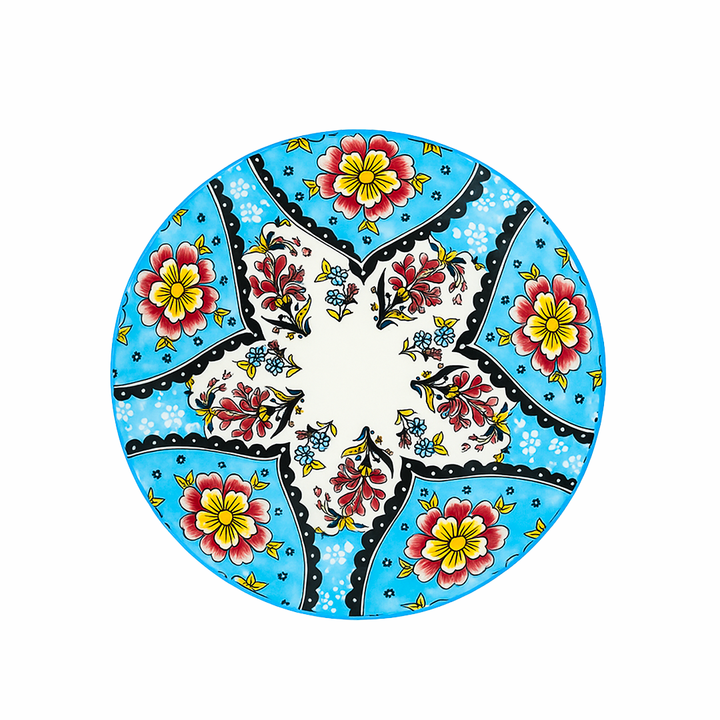 Decorative plate with floral patterns on a white background