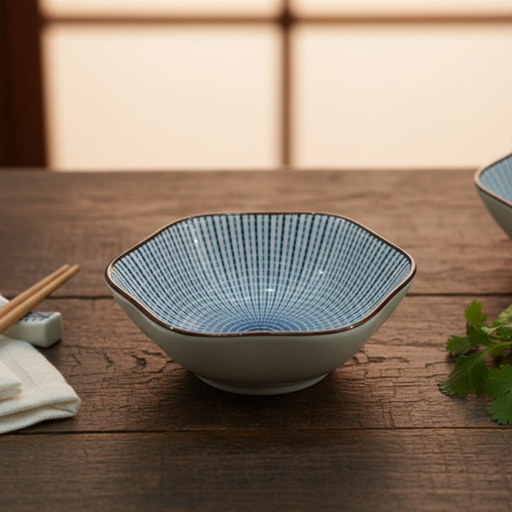 1624-08 Ceramic Bowl – 4 Inch Blue & White Premium Small Serving Bowl – Siddiq Gifts Mussafah Abu Dhabi