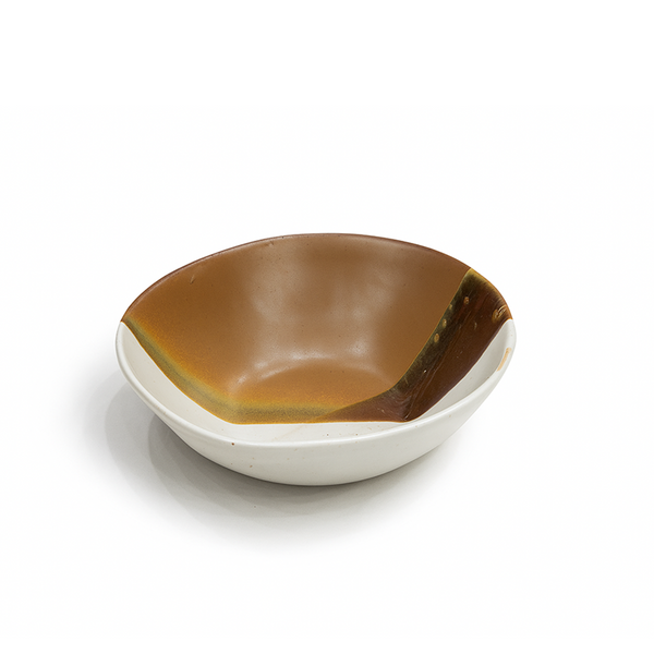 Bowl with brown top and white bottom on a white background