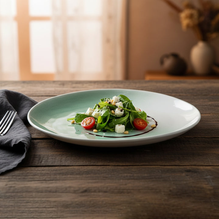 1625-07 Ceramic Dinner Plate 10.5 Inch in Green and White Gradient Glazed Finish – Siddiq Gifts Mussafah Abu Dhabi