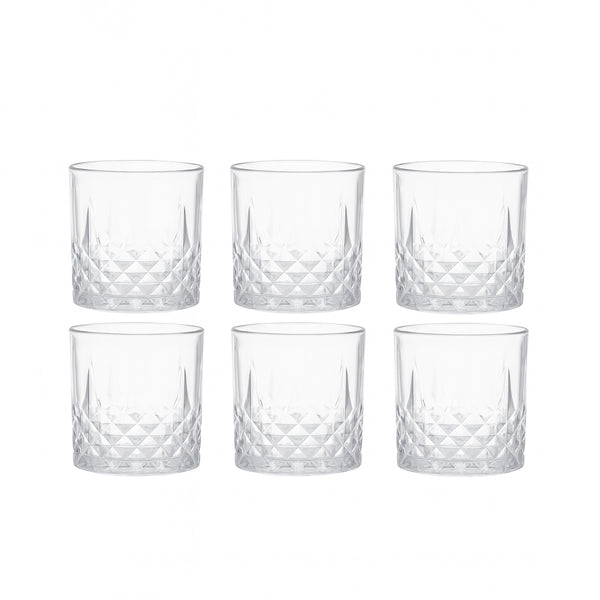 DSKB028-2 Glass Tumbler Set – 6 Pieces – 340ml Premium Crystal-Cut Drinking Glasses