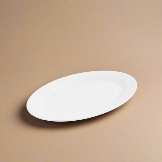 Ceramic Plate 9.5 Inches – Glossy White Oval Shape – 99317-17