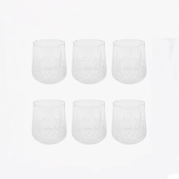 575-13 Glass Wine Decanter – 6 Pieces – Elegant Diamond-Cut Design