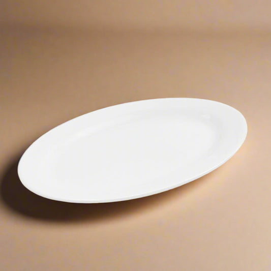 Ceramic Plate 10 Inches – Glossy White Oval Shape – 99317-18