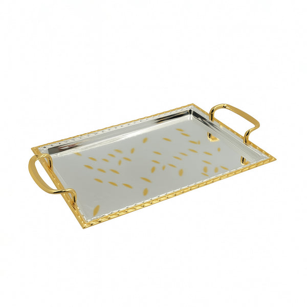 NB5638 – Serving Tray 3-Piece Set – Silver with Gold Handles