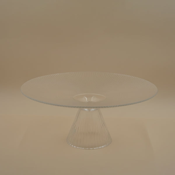 1047-4 Glass Fruit Stand – 33cm (D) Elegant Clear Fluted Pedestal Design