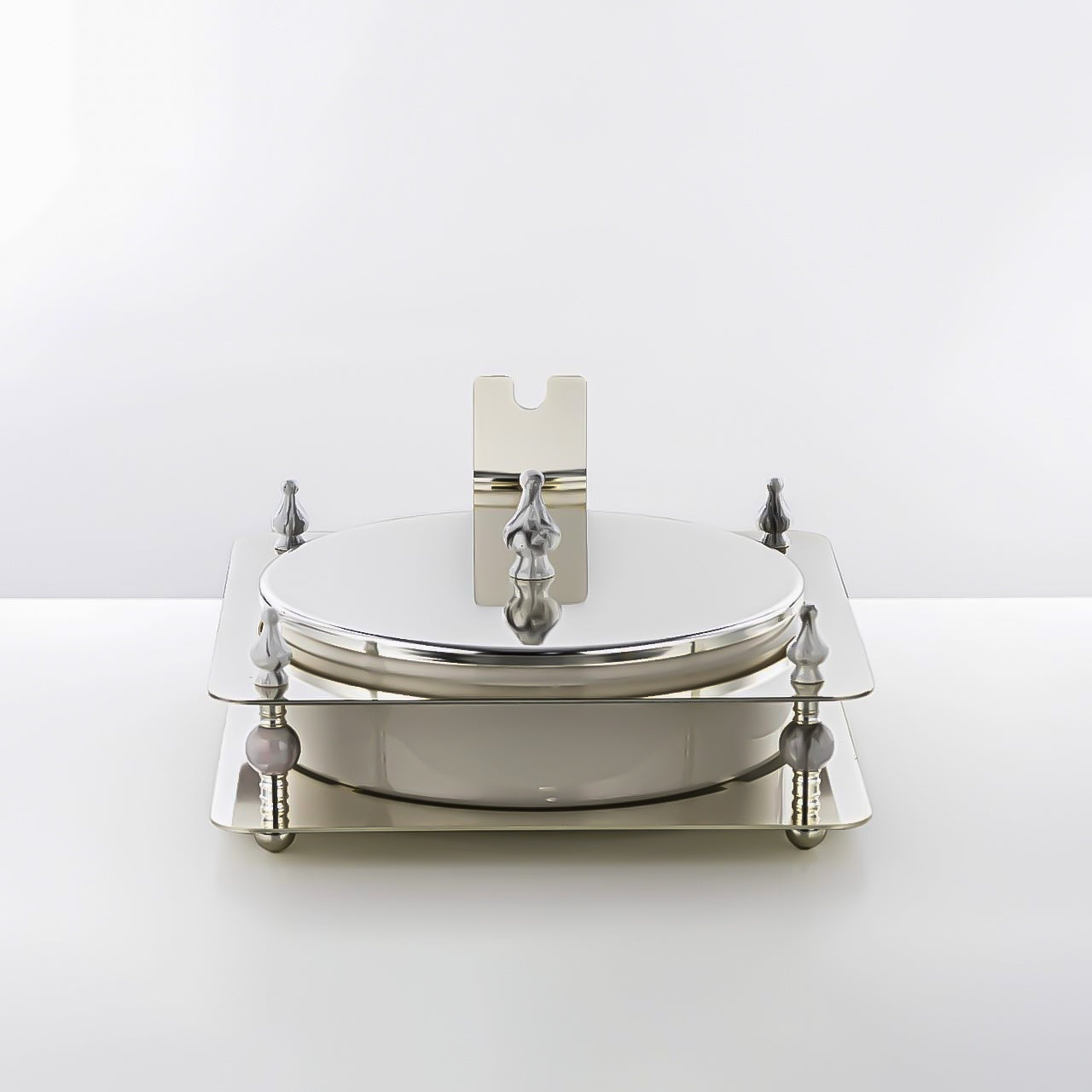 HM4108-S Candy Box – Luxurious Silver Finish with Round Lidded Bowl and Decorative Stand