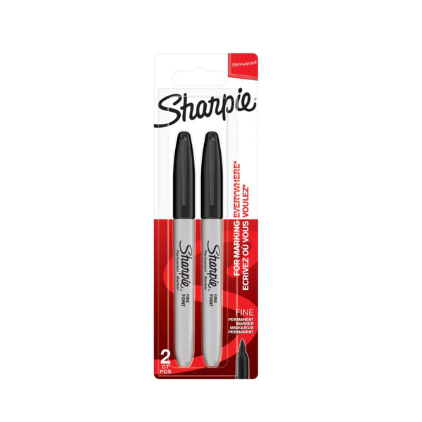 SP-1985857 Sharpie Permanent Marker – Fine Tip Black  –  2-Piece Set