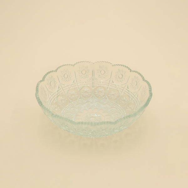 Fb7373GCL – Glass Fruit Bowl – Star Pattern Design – 27cm Diameter – 1320cc Capacity
