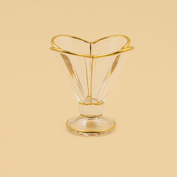 TRC-17125 – Small Glass Dessert Bowl with Gold Rim – Elegant Footed Design