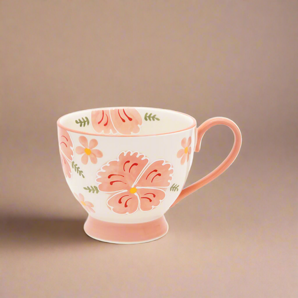 1514-04/99561-03 Ceramic Cup with Floral Pattern – 11.5cm (D) x 9.5cm (H)
