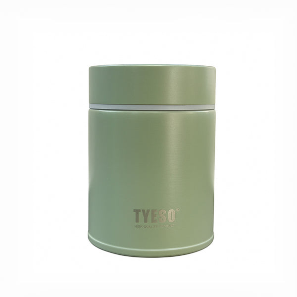 Green thermos with 'TYESO' branding on a white background