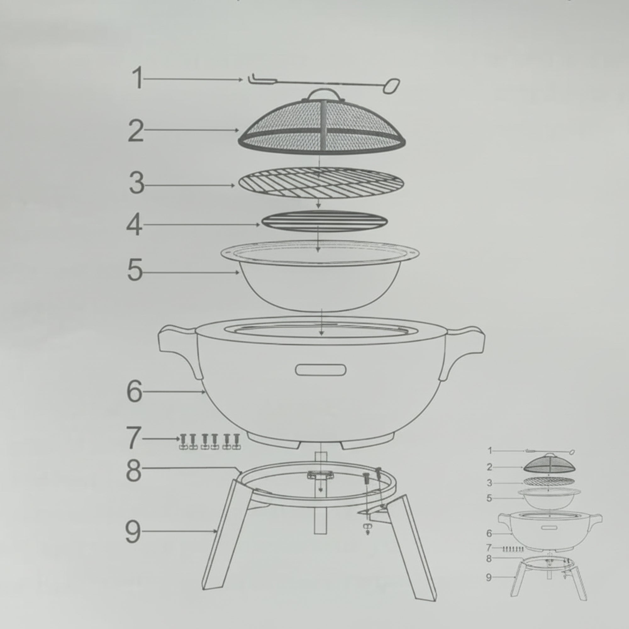 R241518-3-004 موقد شواء خارجي VIP - 77 × 60 × 56 سم - تصميم دائري مرتفع على شكل حجر مع مقابض