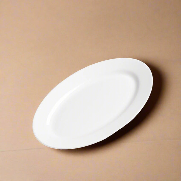 Ceramic Plate 12.5 Inches – Glossy White Oval Shape – 99317-19