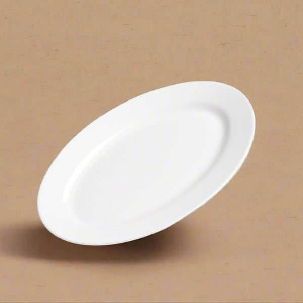 Ceramic Plate 14 Inches – Glossy White Oval Shape – 99317-20
