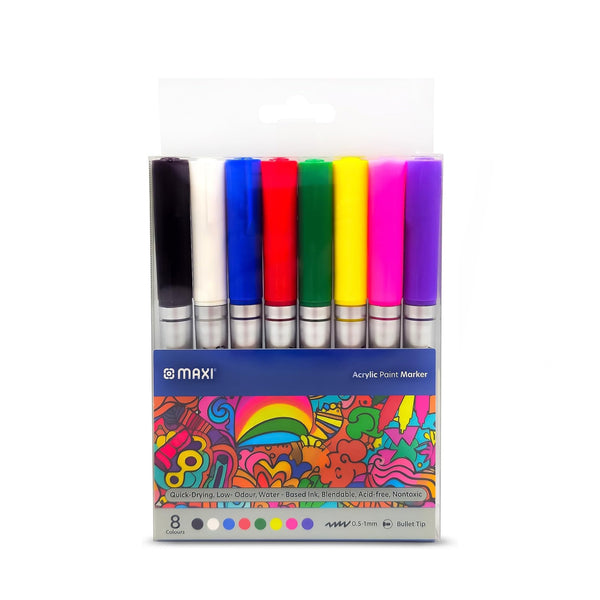 MX-AM8-1 Maxi Acrylic Paint Marker 0.5–1mm – 8 Colours