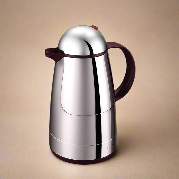 Vacuum Flask 1L – Chrome Finish with Plum Handle – 210