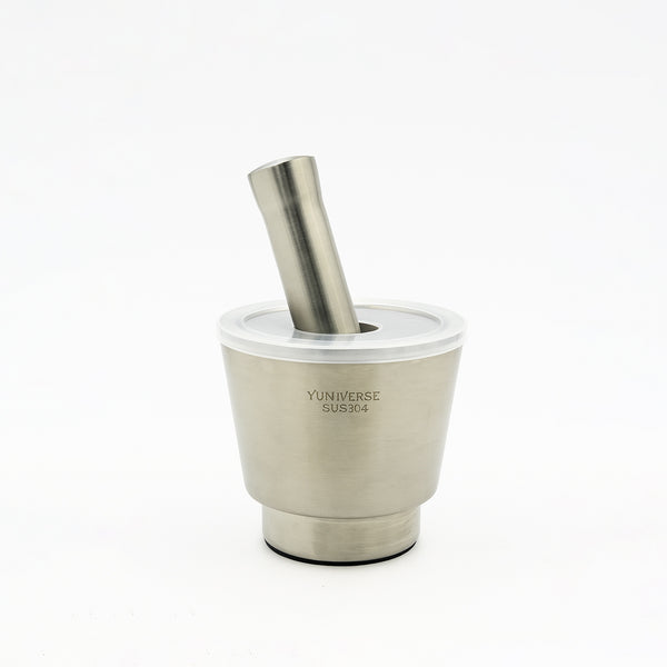 GARLIC010 – Stainless Steel Mortar with Pestle & Lid - 12.7cm