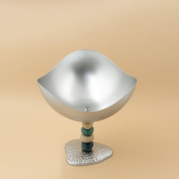 25236-92 – Fruit Bowl – 25cm (H) – Silver Bowl with  Textured Base