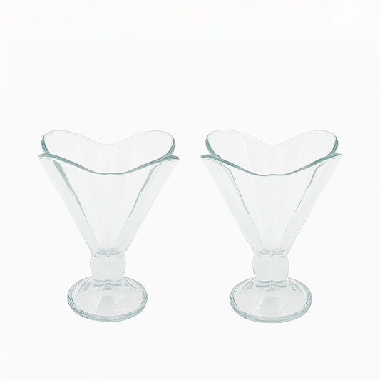 51628 – Ice Cream Bowl – 2-Piece Set – Clear Glass  with Flared Wavy Rim