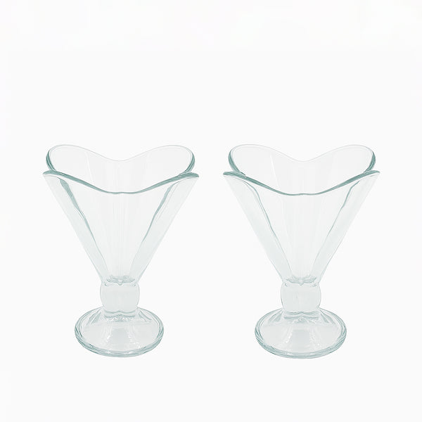51628 – Ice Cream Bowl – 2-Piece Set – Clear Glass  with Flared Wavy Rim