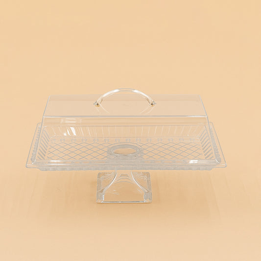 Glass Tray with Leg and Acrylic Lid – 34 cm (W) x 17 cm (L) – PL-833LIS