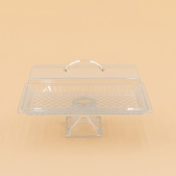 Glass Tray with Leg and Acrylic Lid – 34 cm (W) x 17 cm (L) – PL-833LIS