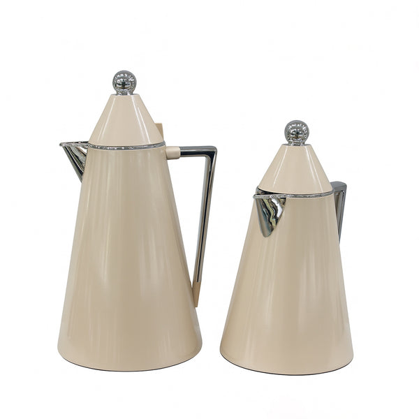 RGD17Q Vacuum Flask 2-Piece Set (0.5 L + 1.0 L) – Silver & Dark Beige
