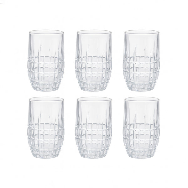 DSKB502-2B Glass Tumbler Set – 6 Pieces – 450ml Premium Crystal-Cut Drinking Glasses