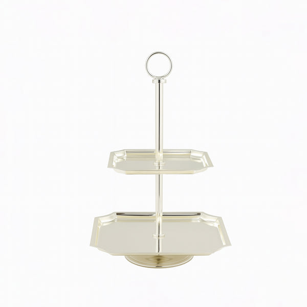 CD-7539 – 2-Layer Cake Stand – Silver – 40cm (H)