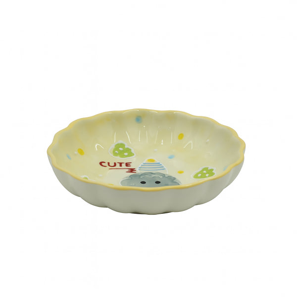 1523-10 Ceramic Bowl  – Cartoon Elephant Design with Scalloped Edge