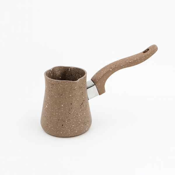 NO-4 YELEF – Coffee Warmer Pot – 300ml Non-Stick Brown Granite Finish with Curved Handle