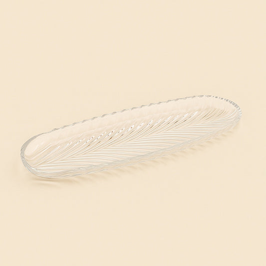 1077/PL1110GCL – Santa Glass Plate – 760cc Capacity – Leaf Pattern Design